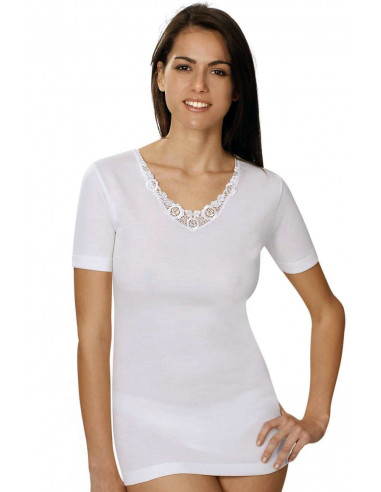 Maglia donna lana e cotone con pizzo Vayolet 4508