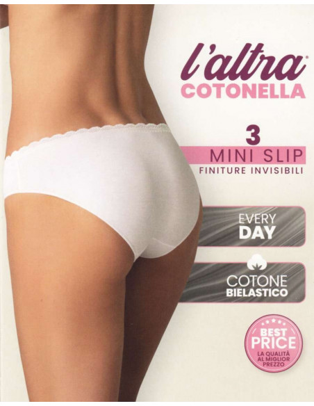 3 women's stretch cotton briefs Cotonella GD295 3 women's stretch cotton briefs Cotonella GD295