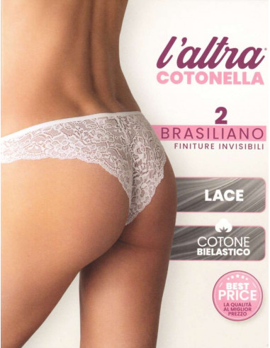 2 women's lace brazilian briefs Cotonella GD284