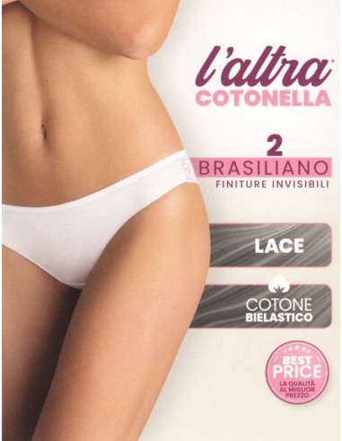 2 women's lace brazilian briefs Cotonella GD284