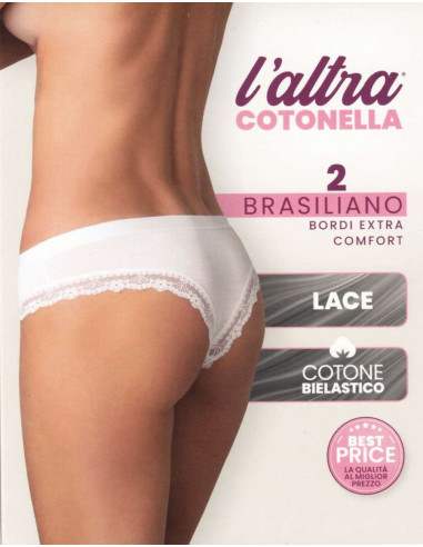 2 women's lace brazilian briefs Cotonella GD289