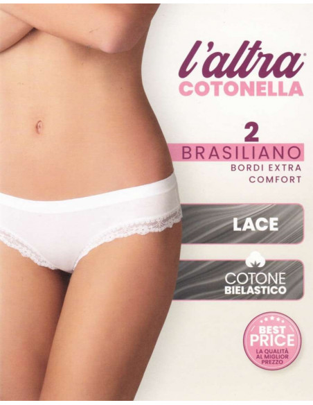 2 brasiliane donna con pizzo Cotonella GD289 2 brasiliane donna con pizzo Cotonella GD289