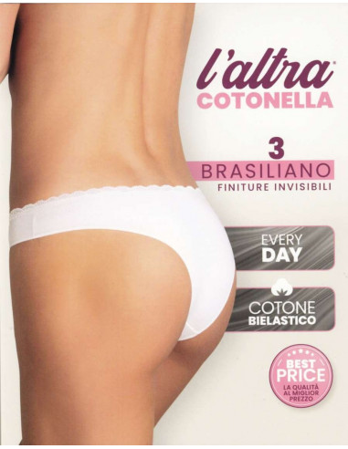 3 brasiliane donna cotone elasticizzato Cotonella GD292