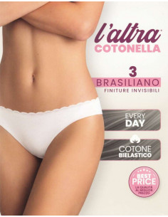 3 women's stretch cotton brazilian briefs Cotonella GD292 2