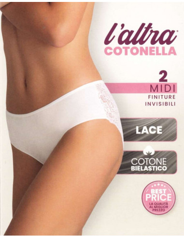 2 women's cotton stretch briefs Cotonella GD287
