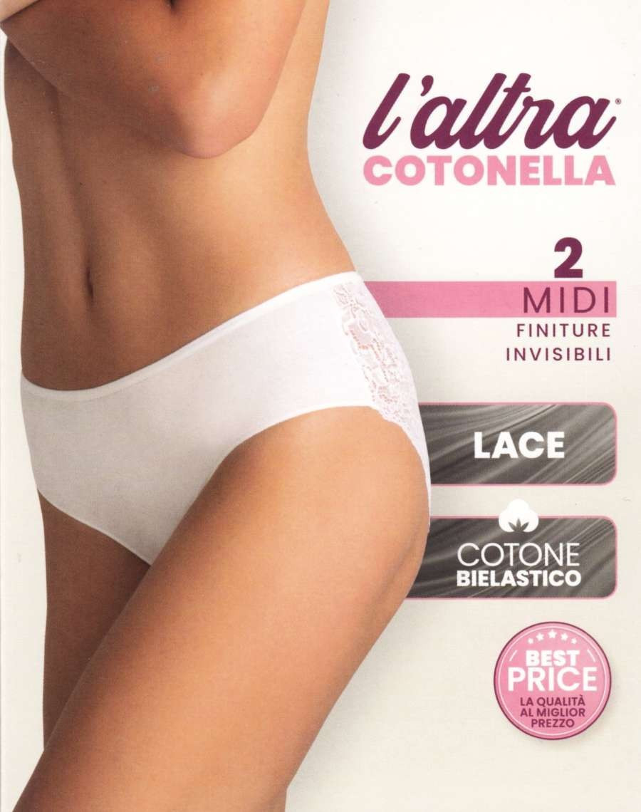 Slip Midi Golden Lady In Cotone E Pizzo - Donna, Comodo, Fianco Alto, 86% Cotone - Foto 7
