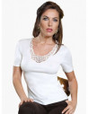 T-shirt with lace in wool and cotton Rosanna 140 MM