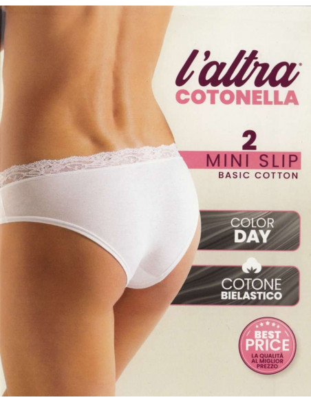 Gruppo 2 slip donna vita bassa in cotone elasticizzato Cotonella GD253 Gruppo 2 slip donna vita bassa in cotone elasticizzato Cotonella GD253