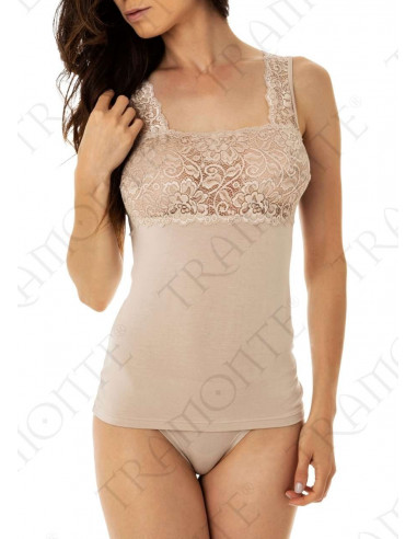 Canottiera donna in micro modal con pizzo Tramonte T798