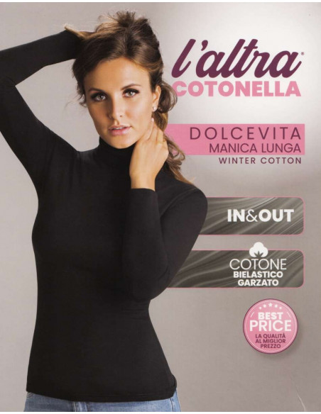 Maglia donna cotone garzato a dolcevita L'Altra Cotonella 3505 Maglia donna cotone garzato a dolcevita L'Altra Cotonella 3505