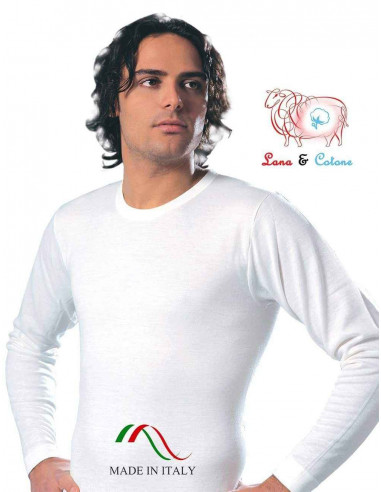 Men's long sleeve wool and cotton shirt Leable art. 91