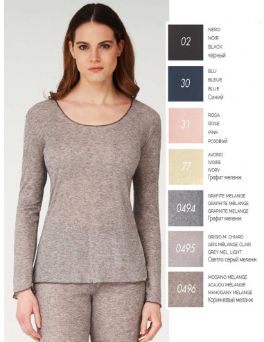 Women's long-sleeved wool and modal sweater Emmebivi Vitality 60228