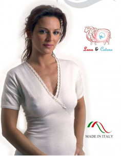 Women's wool and cotton t-shirt with breast form Leable 120
