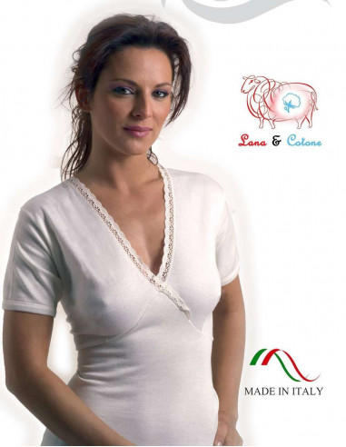 Women's wool and cotton t-shirt with breast form Leable 120