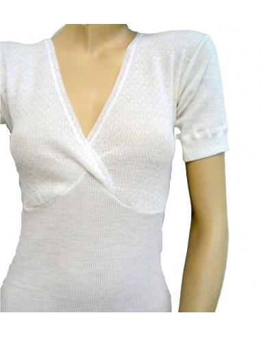 Maglia intima donna a manica corta con forma seno mistolana Gicipi 105 M/M