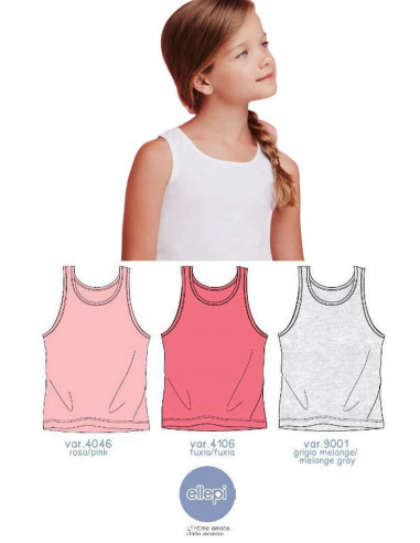 Girl's stretch cotton wide shoulder vest Ellepi 8409