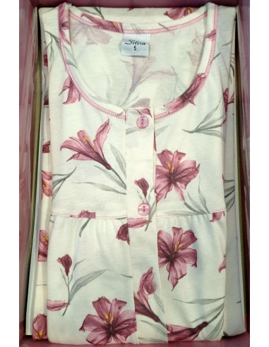 Camicia da notte donna a manica corta in jersey di cotone Silvia 42300 Camicia da notte donna a manica corta in jersey di cotone Silvia 42300