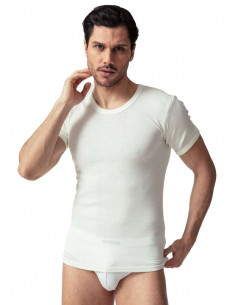 Men's round neck wool-cotton t-shirt Oltremare 820