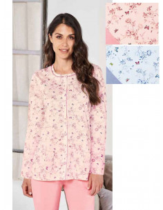 Women's OVERSIZES opened cotton jersey pajamas Linclalor 74475