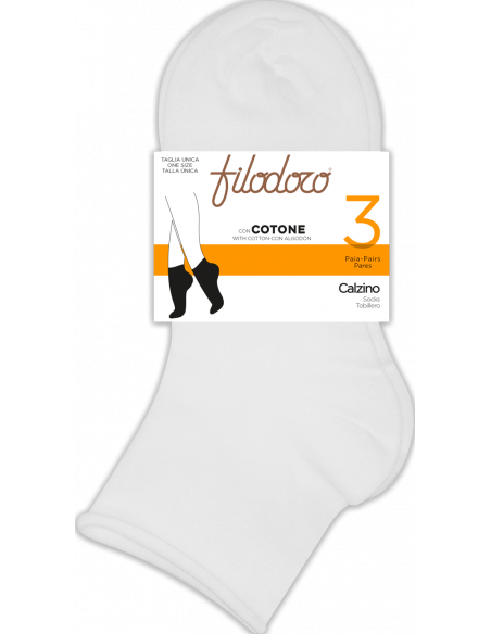 Gruppo 3 calzini corti donna taglio vivo in cotone elasticizzato Filodoro F115535