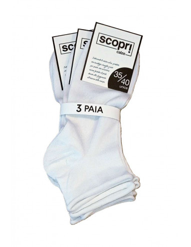 Gruppo 3 calzini corti donna taglio vivo in cotone elasticizzato Scopri Ribes