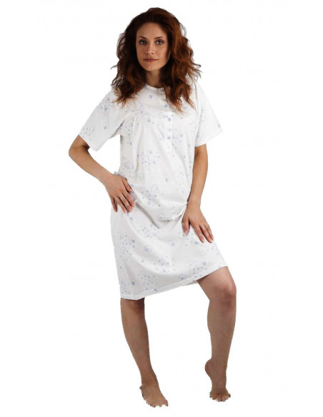 Camicia da notte manica corta donna in cotone Silvia 1028 Camicia da notte manica corta donna in cotone Silvia 1028