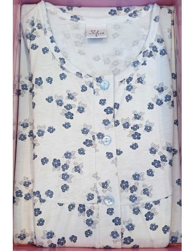 Camicia da notte manica corta donna in cotone Silvia 1028 Camicia da notte manica corta donna in cotone Silvia 1028