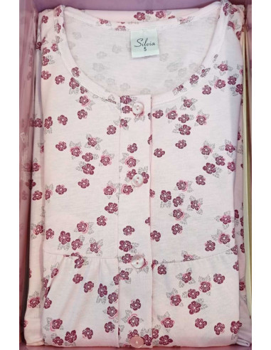Camicia da notte manica corta donna in cotone Silvia 1028 Camicia da notte manica corta donna in cotone Silvia 1028