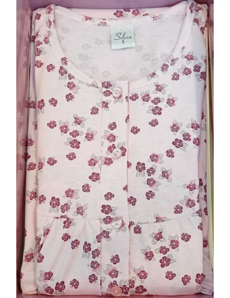 Camicia da notte manica corta donna in cotone Silvia 1028 Camicia da notte manica corta donna in cotone Silvia 1028