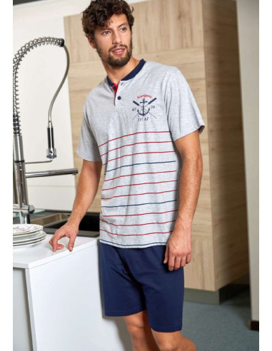Men's cotton jersey short pajamas Navigare 141301