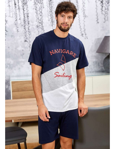 Men's cotton jersey short pajamas Navigare 141302