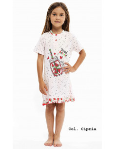 Girl's  half sleeves cotton jersey nightdress Gary P25052-P35052