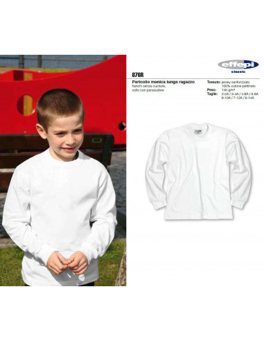 T-shirt manica lunga bambino in cotone Effepi 876/R Bianco