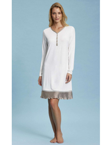 Woman viscose and saten long sleeves nightdress Andra 7399