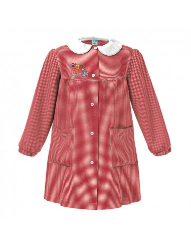 copy of Girl smock for school Siggi Happy School 33GR3803 Squares Red/White