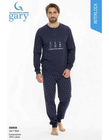 Men's warm cotton jersey pajamas Gary Q60036