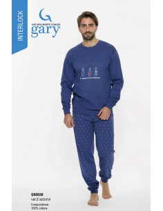 Men's warm cotton jersey pajamas Gary Q60036 2