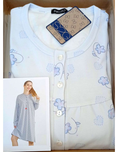 Camicia da notte donna in cotone caldo Stella Due Gi D8616