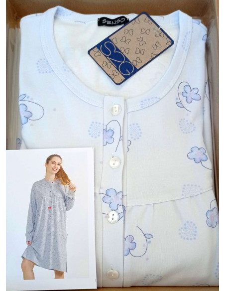 Camicia da notte donna in cotone caldo Stella Due Gi D8616