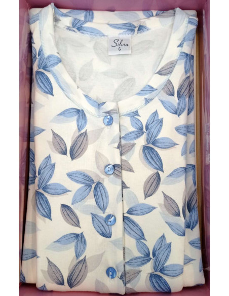 Camicia da notte donna in jersey di cotone caldo Silvia 42502 Camicia da notte donna in jersey di cotone caldo Silvia 42502
