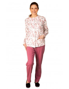 Pigiama donna aperto in jersey di cotone caldo Silvia 42608