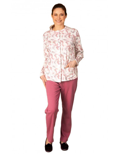 Women's warm cotton jersey opened pajamas Silvia 42608