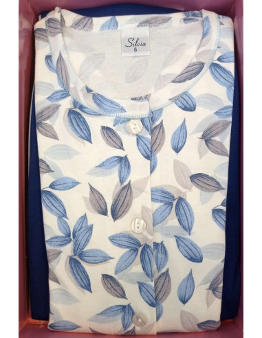 Pigiama donna aperto in jersey di cotone caldo Silvia 42608 Pigiama donna aperto in jersey di cotone caldo Silvia 42608