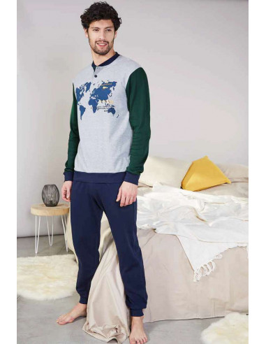 Men's warm cotton jersey pajamas Navigare 141347
