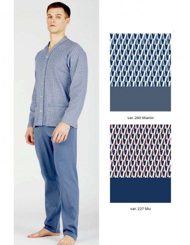 Warm cotton jersey men's opened pajamas Bip Bip 7017