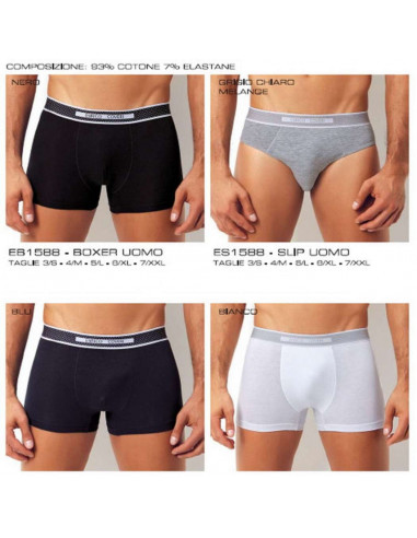 Group 6 men's stretch cotton boxer Enrico Coveri EB1588 Group 6 men's stretch cotton boxer Enrico Coveri EB1588