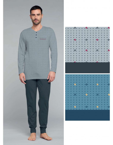 Men's warm cotton jersey pajamas Karelpiu' KF3100