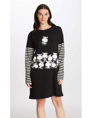 Women's warm cotton jersey nightdress Crazy Farm 15759
