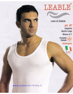 Canottiera uomo lana/cotone spalla larga Leable art. 87 2