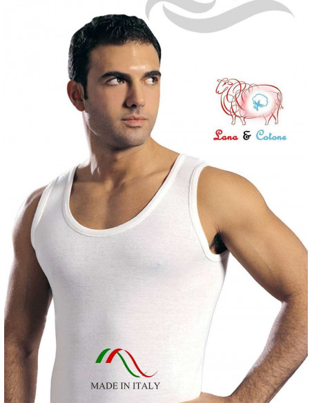 Canottiera uomo lana/cotone spalla larga Leable art. 87